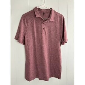 Lululemon Mens Evolution Short Sleeve Polo Shirt Heathered Mulled Wine LM3ENDS L